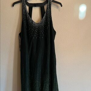 Emerald Green Evening Dress with Silver Accents, Train, and matching Jacket